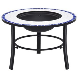vidaXl Brasero de mosaico cer&aacute;mica azul y blanco 68 cm