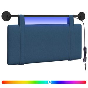 vidaXL Cabecero colgante Con luz LED Azul Tela