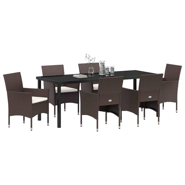vidaXL Conjunto de Comedor de Jard&iacute;n 7 pcs Marr&oacute;n rat&aacute;n sint&eacute;tico