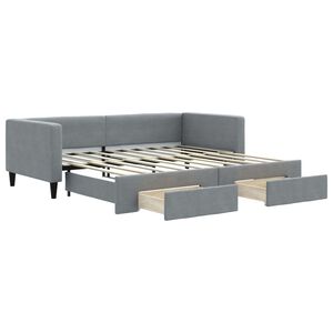 vidaXL Sof&aacute; cama nido con cajones tela gris claro 90x190 cm