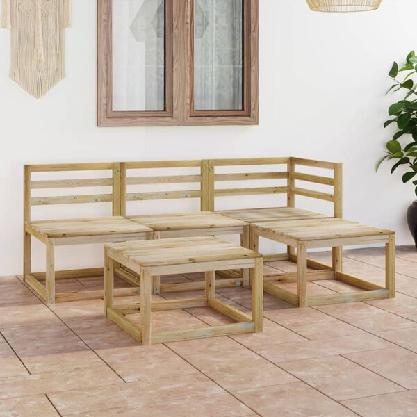 vidaXL Set de muebles de jard&iacute;n 5 pzas madera de pino impregnada verde