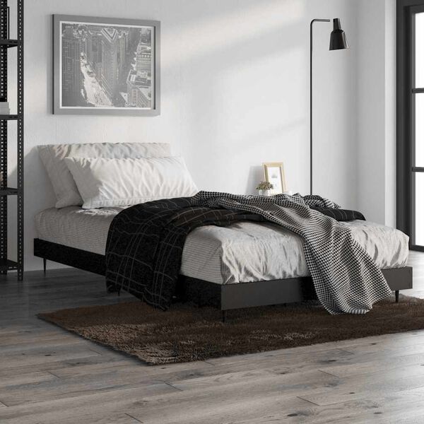 vidaXL Estructura de cama madera de ingenier&iacute;a negra 90x190 cm