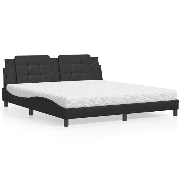 vidaXL Cama con colchón Zadar cuero sintético negro 180x200 cm
