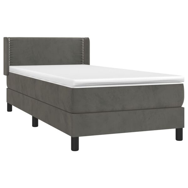 vidaXL Cama box spring con colch&oacute;n terciopelo gris oscuro 90x190 cm