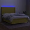 vidaXL Cama box spring colch&oacute;n y luces LED tela verde 140x190 cm