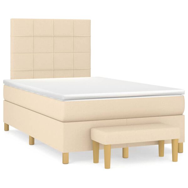 vidaXL Cama box spring con colch&oacute;n tela color crema 120x200 cm