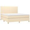 vidaXL Cama box spring con colch&oacute;n tela color crema 160x200 cm