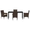 vidaXL Conjunto de Comedor de Jard&iacute;n 5 pcs Marr&oacute;n rat&aacute;n sint&eacute;tico