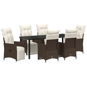 vidaXL Conjunto de Comedor de Jard&iacute;n 7 pcs Marr&oacute;n rat&aacute;n sint&eacute;tico