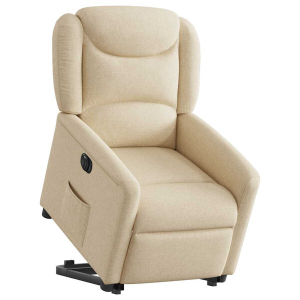vidaXL Sill&oacute;n el&eacute;ctrico reclinable elevable de tela color crema
