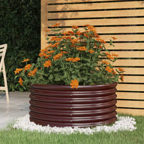 vidaXL Jardinera de acero galvanizado marrón 80x80x36 cm