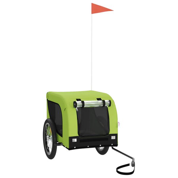 vidaXL Remolque de bicicleta mascotas hierro tela Oxford verde negro