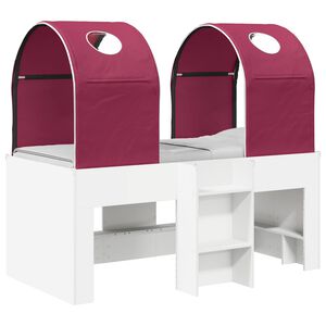 vidaXL Cama con T&uacute;nel 4 pcs Blanco y Rojo Madera de ingenier&iacute;a