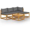 vidaXL Juego de muebles jard&iacute;n 5 pzas con cojines madera maciza acacia