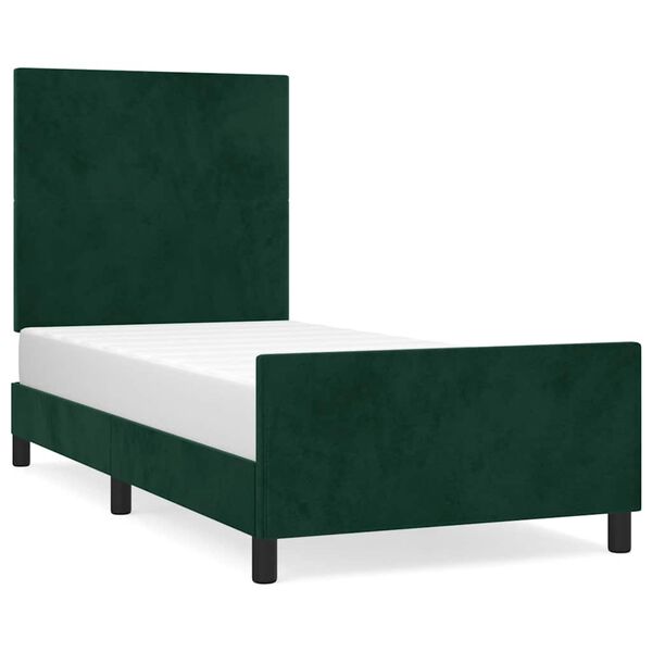 vidaXL Estructura cama sin colch&oacute;n terciopelo verde oscuro 100x200 cm