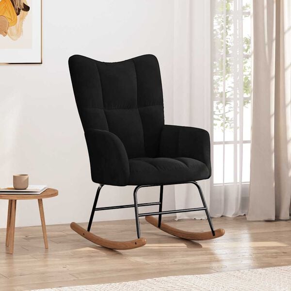vidaXL Silla mecedora de terciopelo negro
