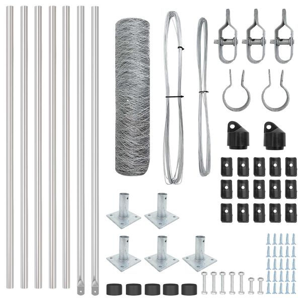vidaXL Poste de Valla Plateado 10 x 0,4 m (malla de 50 mm) Acero