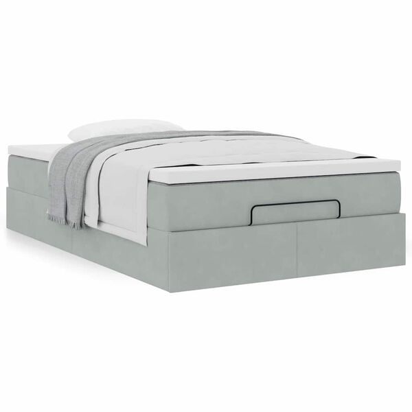 vidaXL Cama otomana con colch&oacute;n 120x190 cm terciopelo gris claro