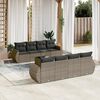 vidaXL Set de muebles de jard&iacute;n 9 pzas y cojines rat&aacute;n sint&eacute;tico gris