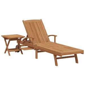 vidaXL Tumbona con coj&iacute;n 1-persona 2 pcs Marr&oacute;n Madera de teca maciza