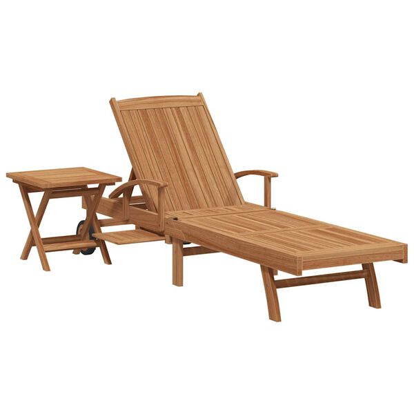 vidaXL Tumbona con coj&iacute;n 1-persona 2 pcs Marr&oacute;n Madera de teca maciza