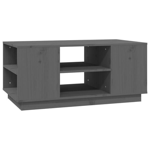 vidaXL Mesa de centro de madera maciza de pino gris 90x49x40,5 cm