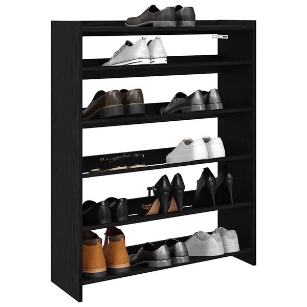vidaXL Mueble zapatero madera contrachapada negro 80x25x100 cm