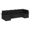 vidaXL Conjunto de sof&aacute; de jard&iacute;n 7 uds. Negro rat&aacute;n sint&eacute;tico