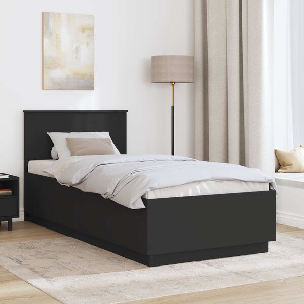 vidaXL Estructura de cama Negro 70 x 190 cm Madera de ingenier&iacute;a