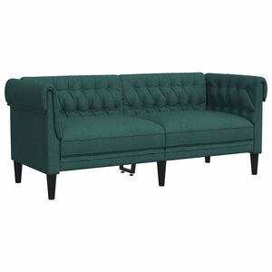 vidaXL Sof&aacute; Chesterfield de 2 plazas tela verde oscuro