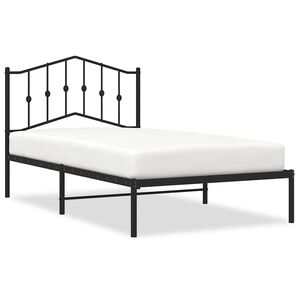 vidaXL Estructura cama sin colch&oacute;n con cabecero metal negro 100x190 cm