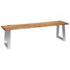 vidaXL Banco de madera maciza de acacia y acero inoxidable 160 cm