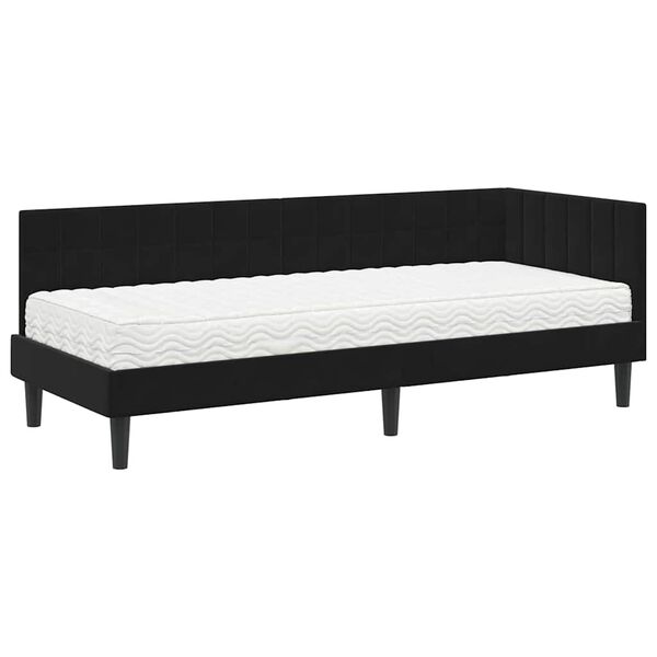 vidaXL Estructura de Cama Esquina con Colch&oacute;n 2 pcs Negro Terciopelo