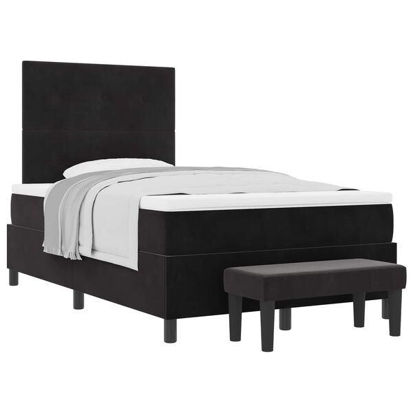 vidaXL Cama tipo Box Spring con colch&oacute;n Negro 120 x 190 cm Terciopelo