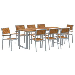 vidaXL Conjunto de Comedor de Jard&iacute;n 9 pcs Gris