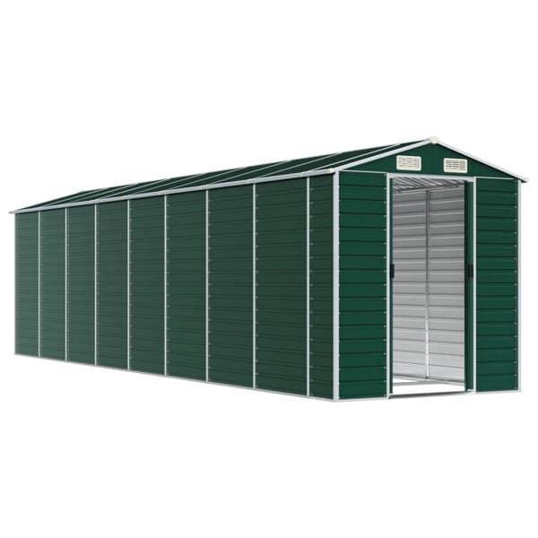 vidaXL Cobertizo de jard&iacute;n acero galvanizado verde 191x725x198 cm