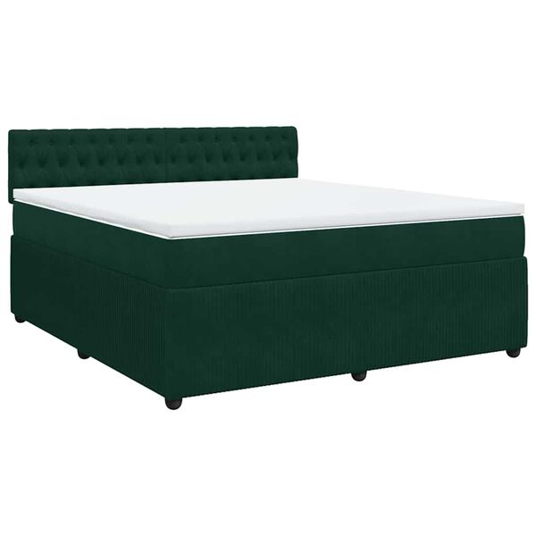 vidaXL Cama box spring con colch&oacute;n terciopelo verde oscuro 180x200 cm