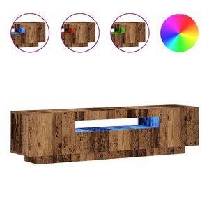 vidaXL Mueble TV luces LED madera ingenier&iacute;a envejecida 160x35x40 cm