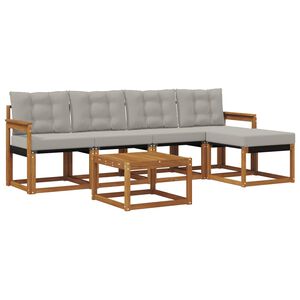 vidaXL Conjunto de sof&aacute;s de exterior 6 pcs Gris Natural y Claro