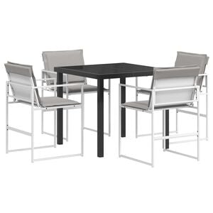 vidaXL Conjunto de Comedor de Jard&iacute;n 5 pcs Blanco y Gris Claro