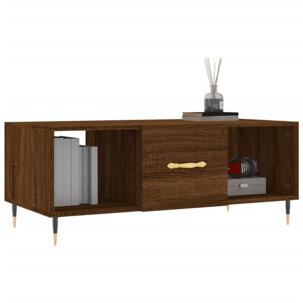 vidaXL Mesa de centro madera contrachapada roble marrón 102x50x40 cm