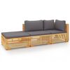 vidaXL Juego muebles de jard&iacute;n 3 piezas y cojines madera maciza teca