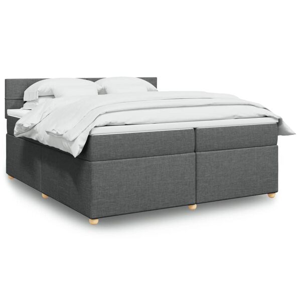 vidaXL Cama box spring con colch&oacute;n tela gris oscuro 200x200 cm