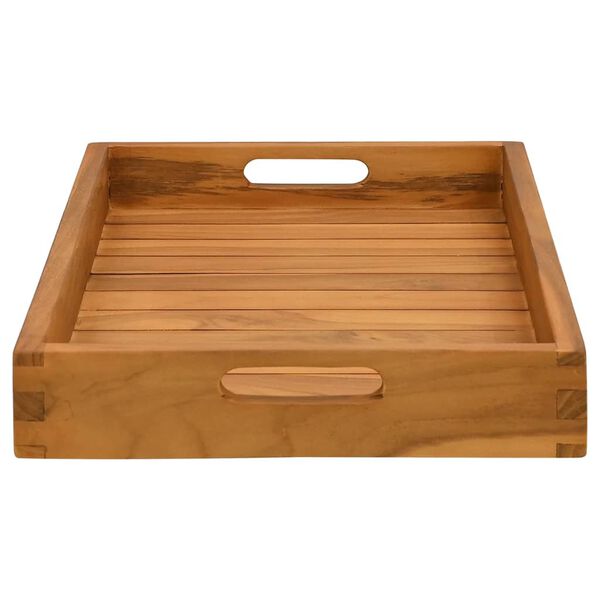 vidaXL Bandeja de madera de teca maciza 60x35 cm