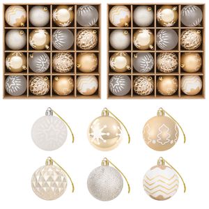 vidaXL Juego de bolas navide&ntilde;as 32 uds. Dorado transparente y blanco