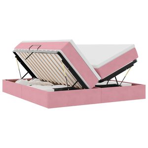 vidaXL Cama con almacenamiento y colch&oacute;n Rosa 180 x 200 cm Terciopelo