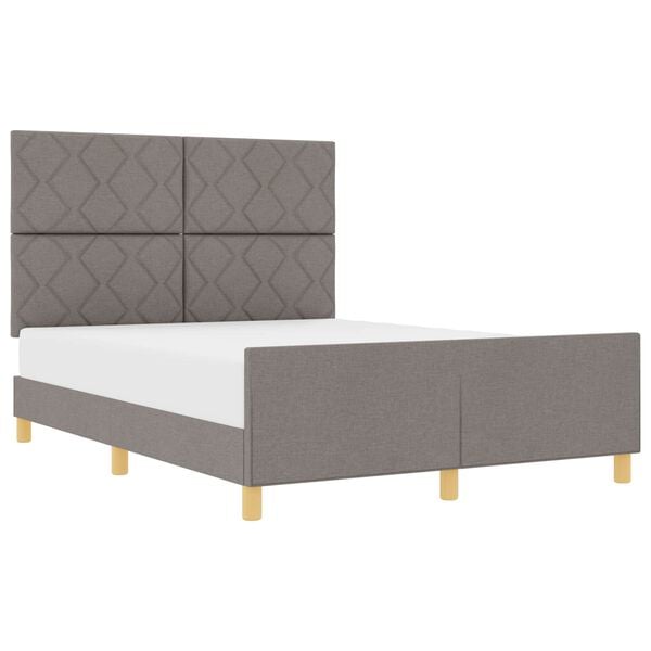 vidaXL Estructura de cama con cabecera Taup&eacute; 140 x 200 cm tela