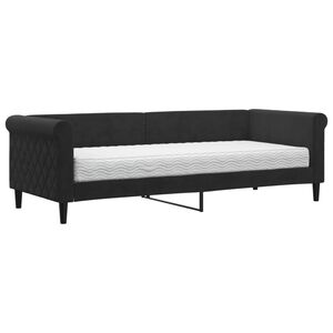 vidaXL Sof&aacute; cama con colch&oacute;n terciopelo negro 80x200 cm