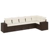 vidaXL Set sof&aacute;s de jard&iacute;n 6 piezas y cojines rat&aacute;n sint&eacute;tico marr&oacute;n