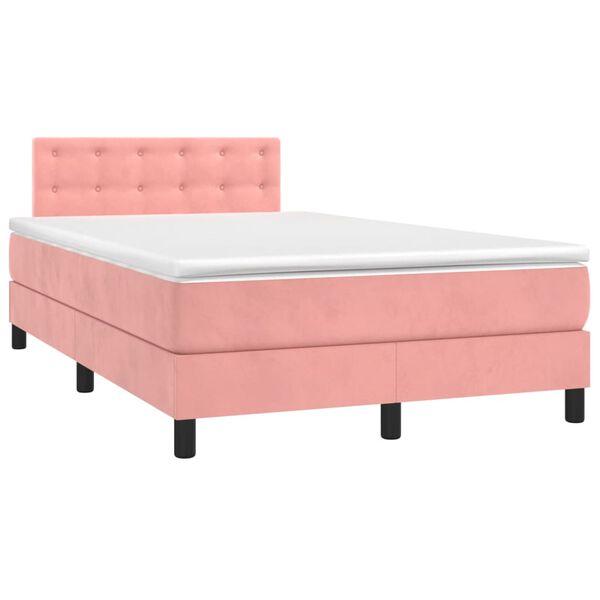vidaXL Cama box spring con colch&oacute;n terciopelo rosa 120x190 cm